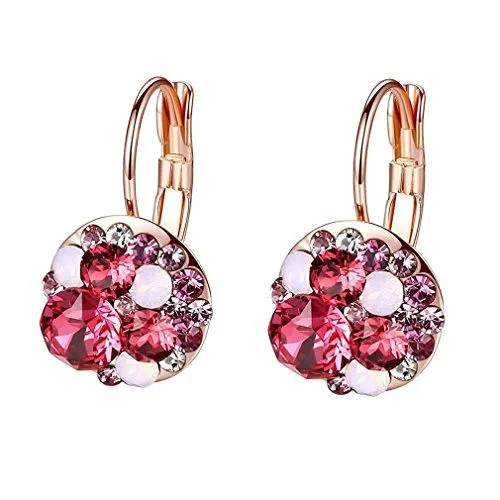 Multicolored Austrian Crystal Lever Back Earrings