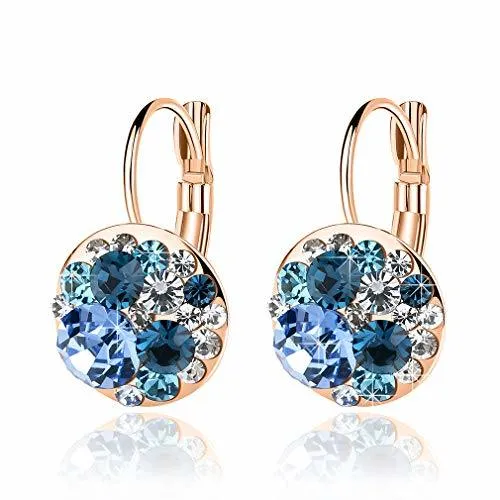 Multicolored Austrian Crystal Lever Back Earrings