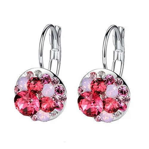 Multicolored Austrian Crystal Lever Back Earrings