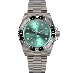 Oceaneva Men's Deep Marine Explorer II 1250M Titanium Watch Aquamarine Burst Dial