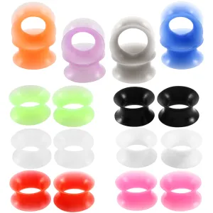 Pair Silicone Flexible Thin Double Flared  Ear Plugs Flesh Tunnel Ear Gauge Expander Stretcher Earlets Earrings Ear Piercing