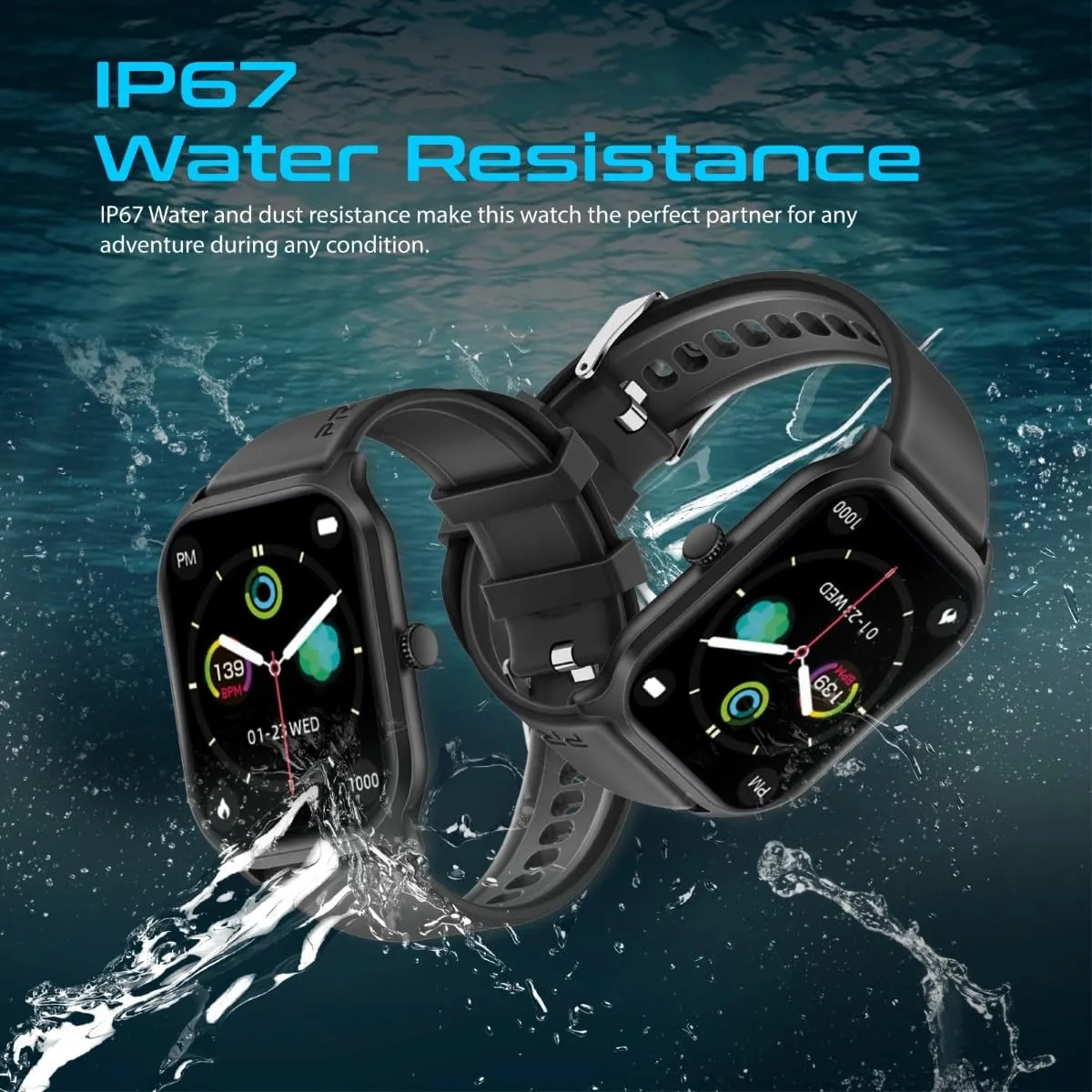 Promate Xwatch-B2 Smartwatch with 2.01” Ultra Large Display, BT Calling, 15 Days Battery Life, 123  Sports Modes, IP67 Water Proof, Smart Notifications, Real-time HR Monitor, 200  Watch Faces (Black)