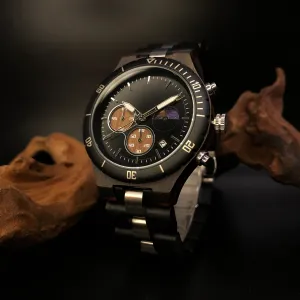 Puebla - Black Steel & Ebony Chronograph