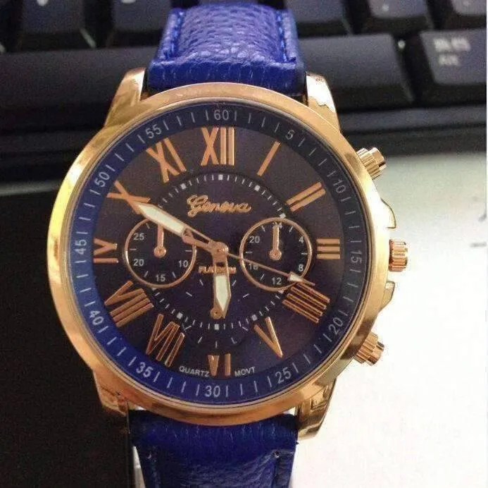 Rose Gold Classic Geneva Watch in Cobalt Blue