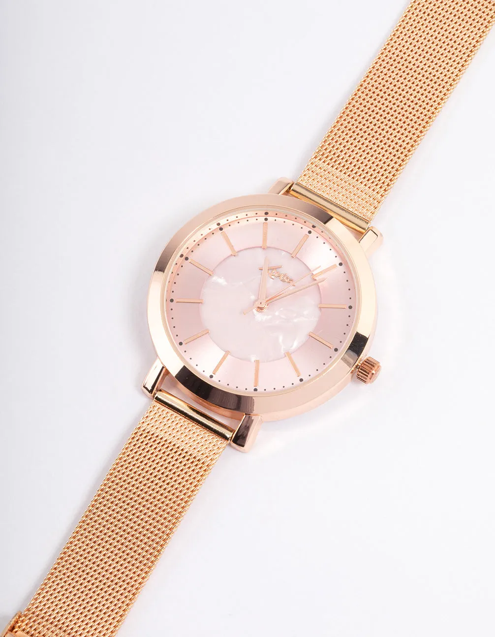 Rose Gold Pink Mesh Watch