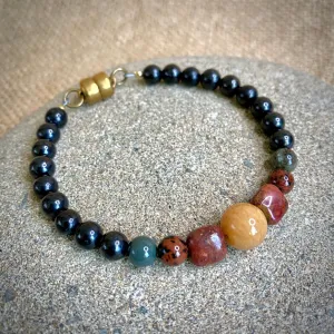 Shungite Bracelet, Kabamby Ocean Jasper, Yellow Aventurine, Red Tiger's Eye