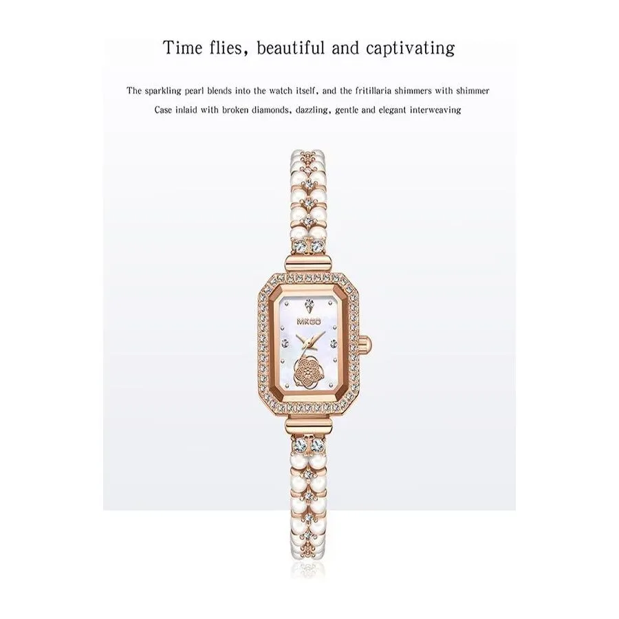 SleekSquare DiamondAura Roman Intricate Wristwatch