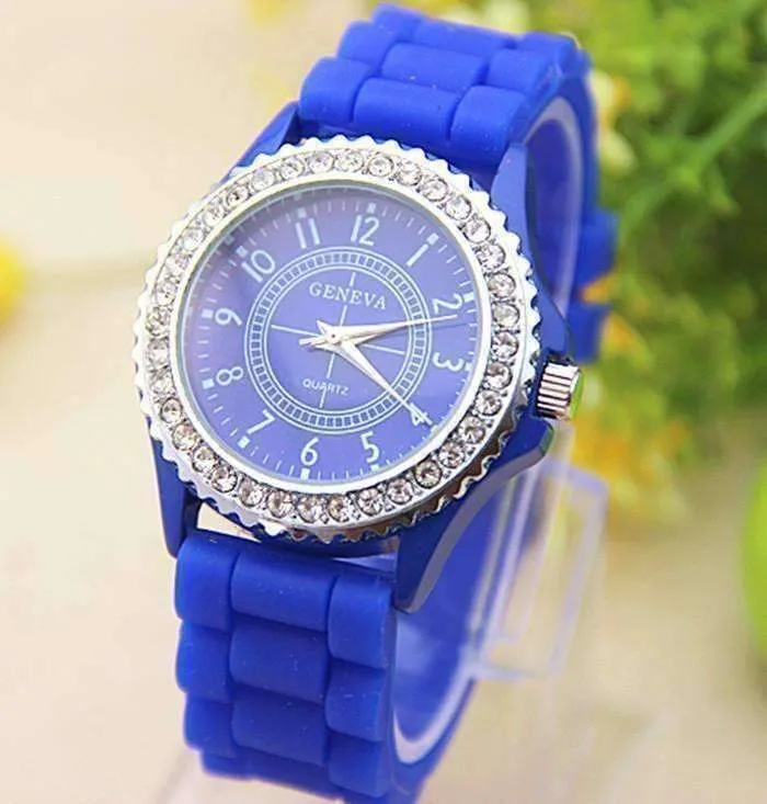 Sparkly Silky Silicone Watch in Blue