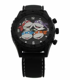 Teenage Mutant Ninja Turtles Heads Black Rubber Strap Watch (TMN9086)