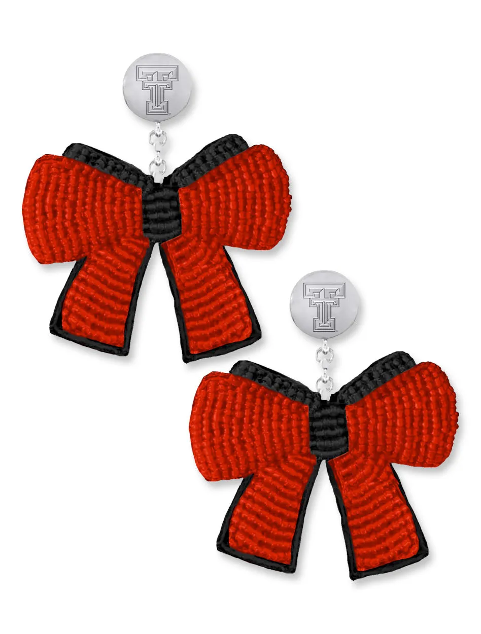 Texas Tech Red Raiders "Carmen" Beaded Bow Dangle Earrings