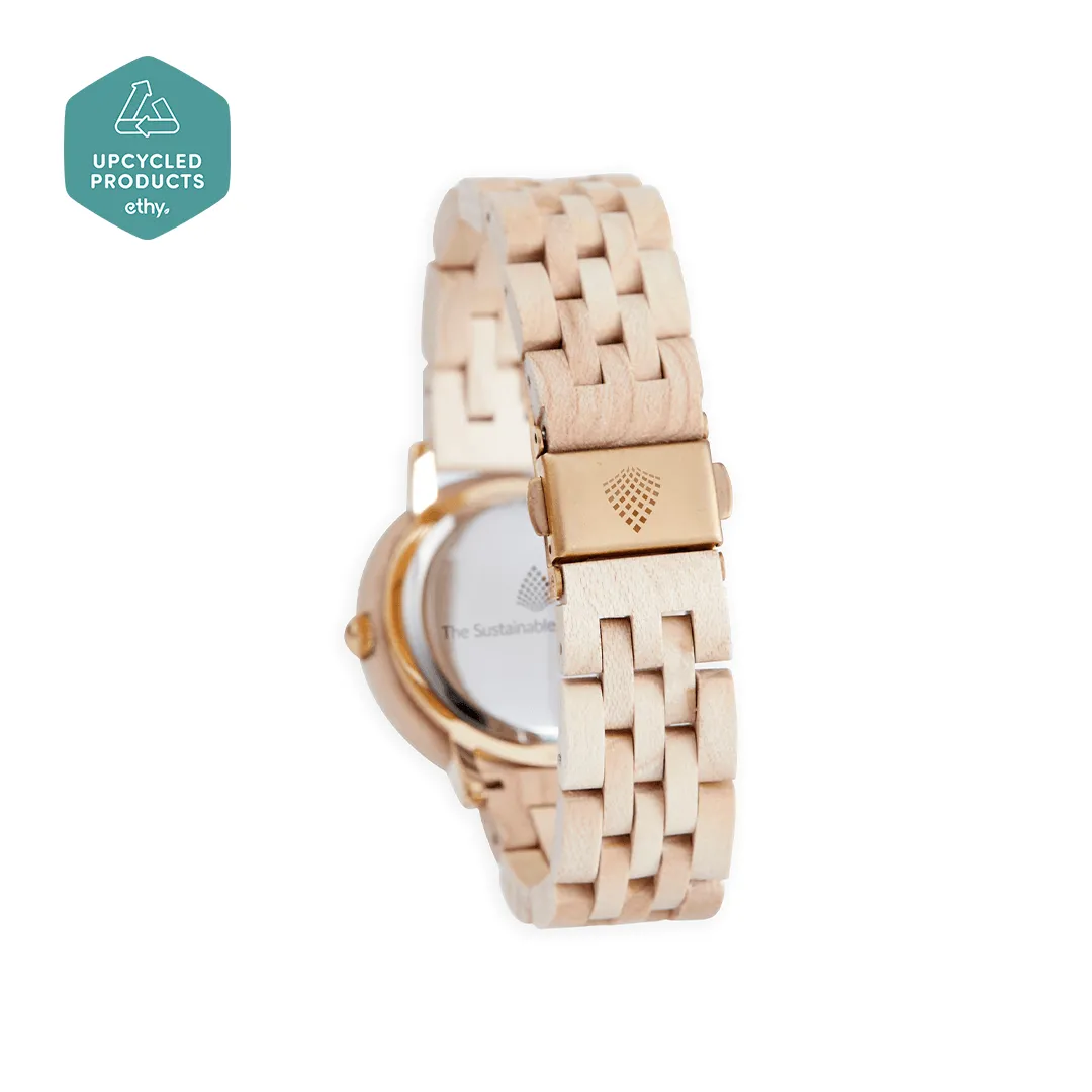 The Birch Women's Vegan Wooden Watch | Gold & Natural