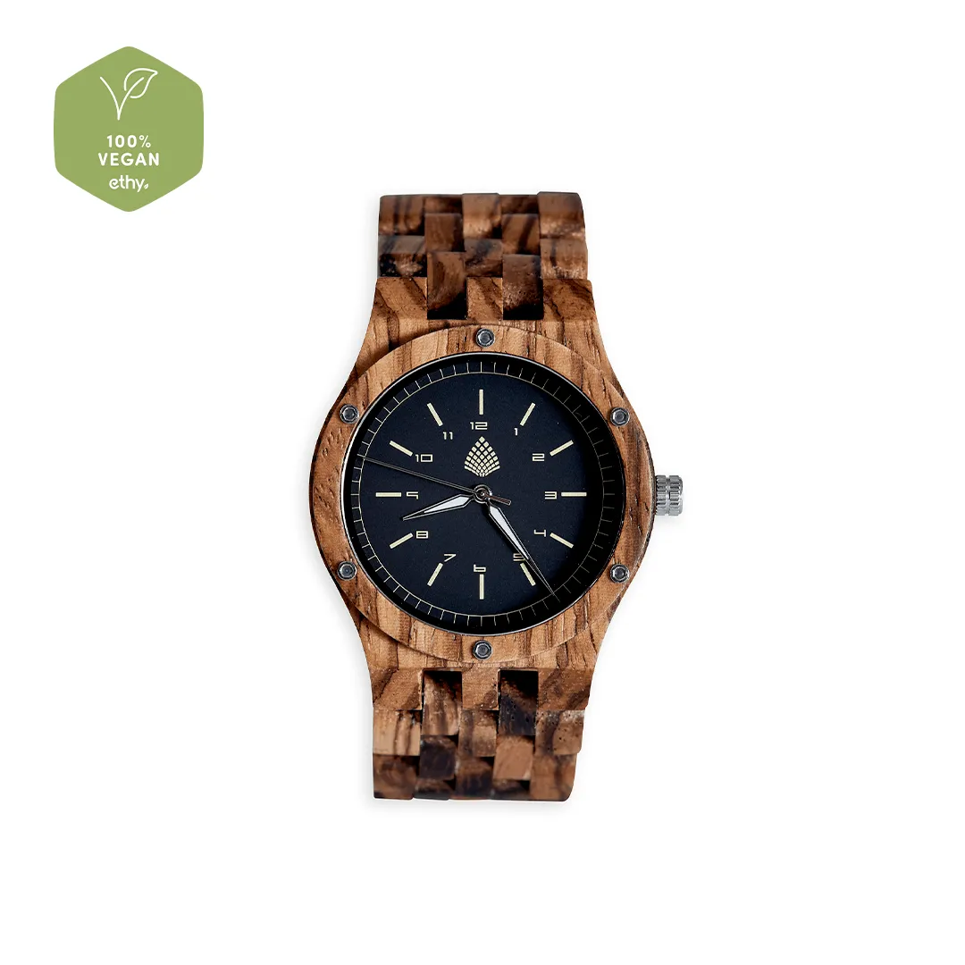 The Yew Men's Vegan Wooden Watch | Brown Zebrawood