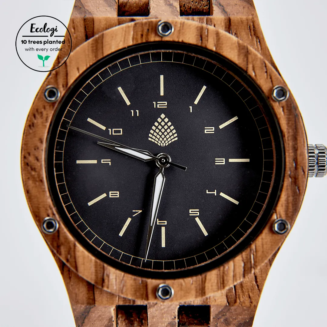 The Yew Men's Vegan Wooden Watch | Brown Zebrawood