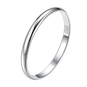 Unisex Simple Delicate 925 Sterling Silver High Polished Plain Dome Stacking Band Ring