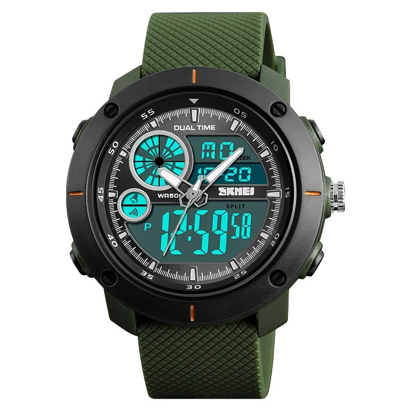 V2A S-Shock Military Green Analog Digital Fashion Sport Watches for Men's and Boys