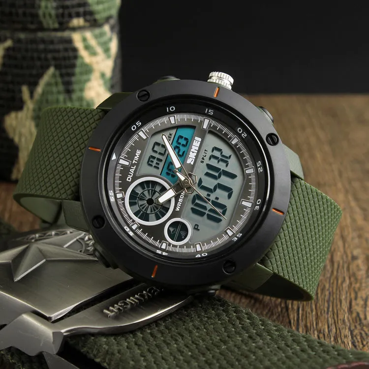 V2A S-Shock Military Green Analog Digital Fashion Sport Watches for Men's and Boys