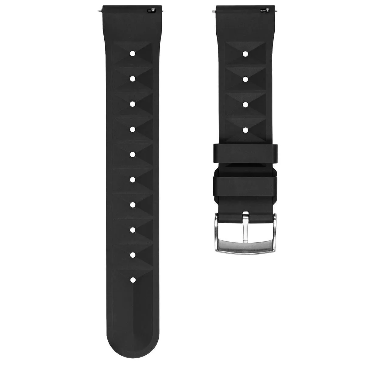 Waffle Pattern FKM Rubber Dive Watch Strap - Black