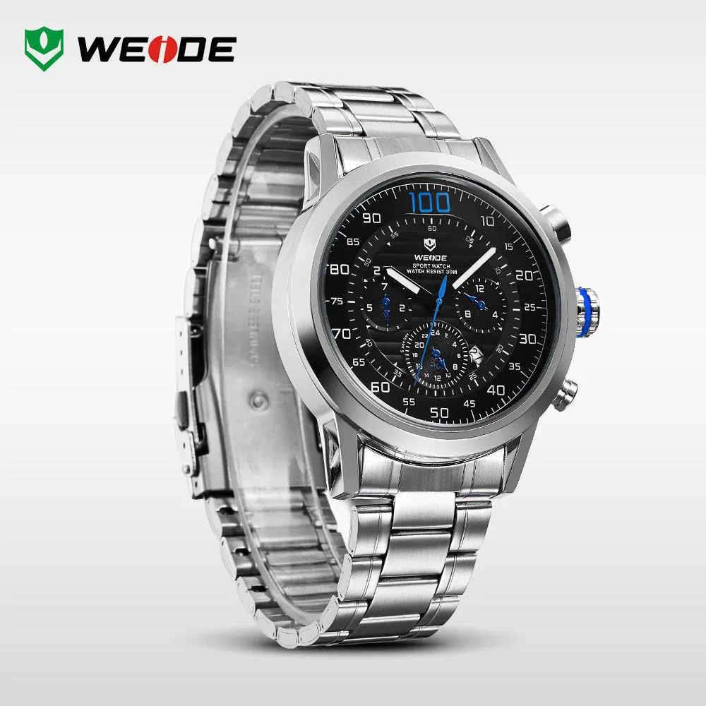 WEIDE Original Military Watches Waterproofed Men Full Steel Luxury Brand Quartz Watch Sports Watches