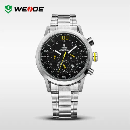 WEIDE Original Military Watches Waterproofed Men Full Steel Luxury Brand Quartz Watch Sports Watches