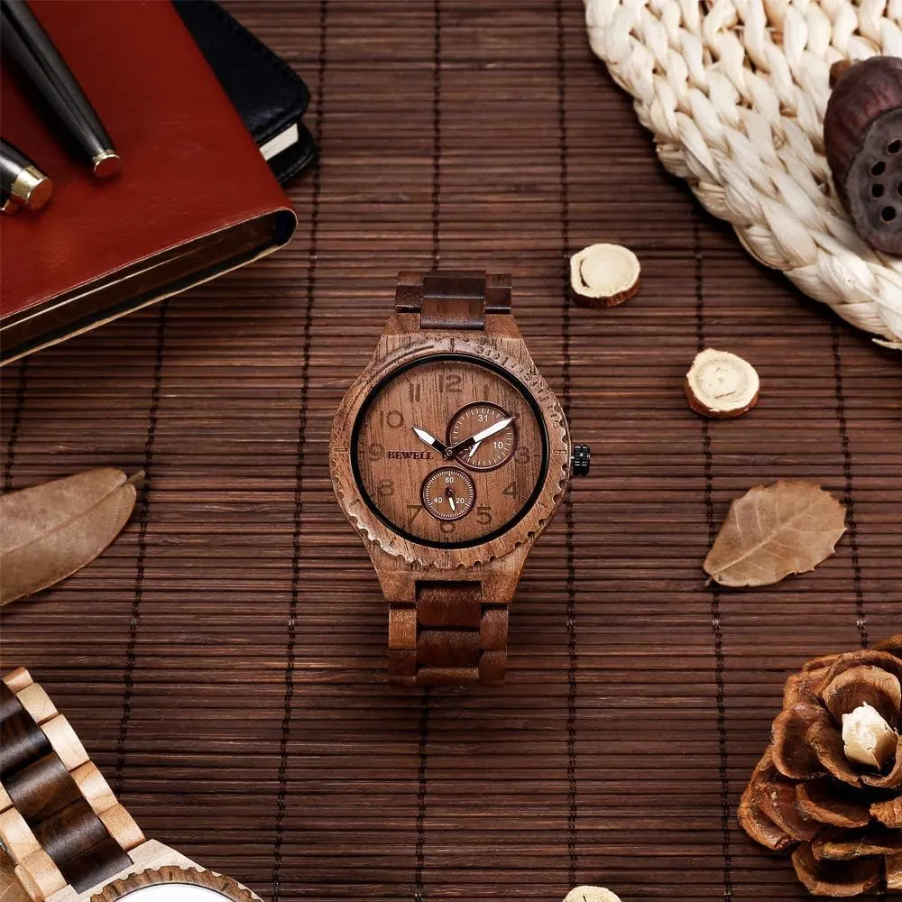 Wood Watches for Men Analog Quartz Handcraft Lightweight