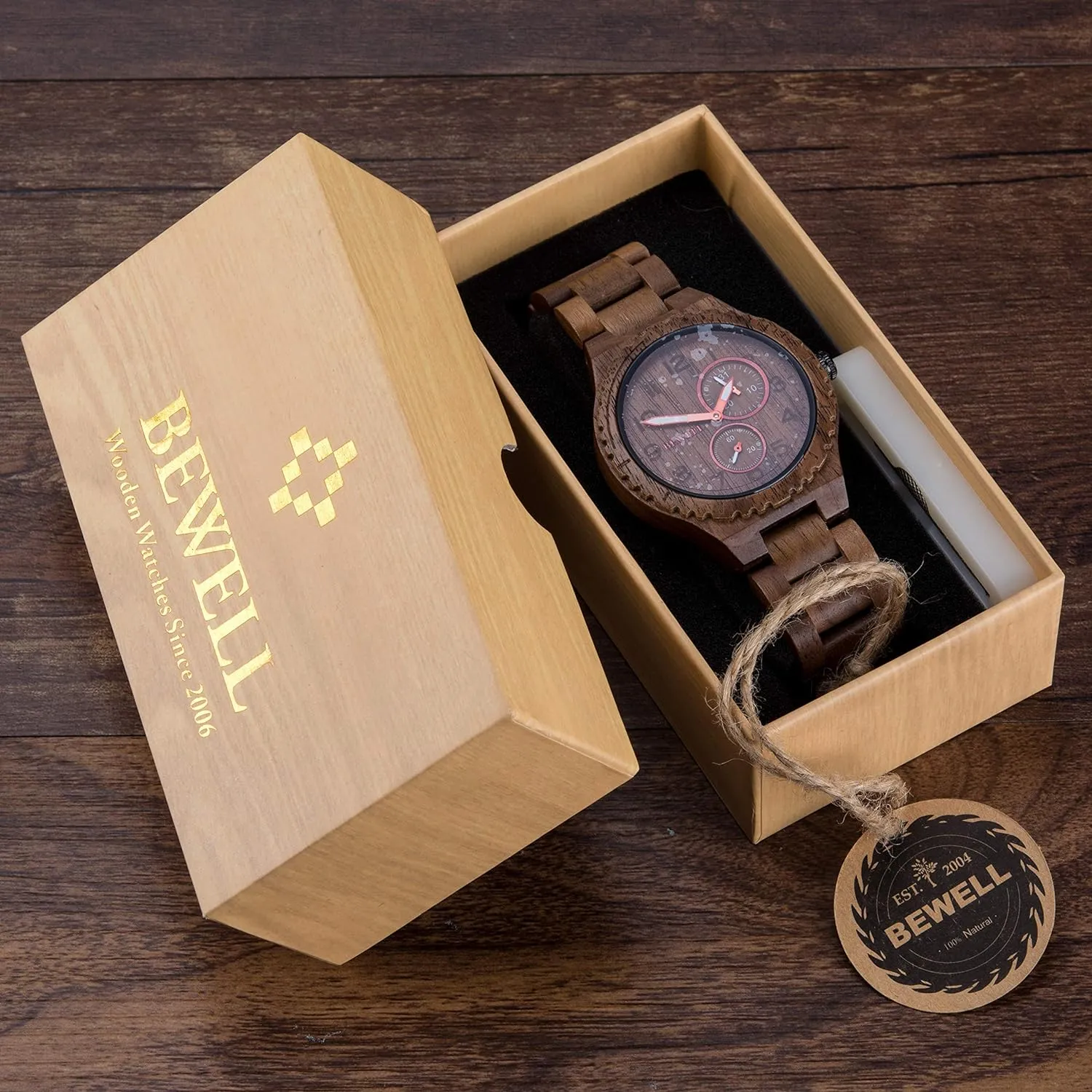 Wood Watches for Men Analog Quartz Handcraft Lightweight