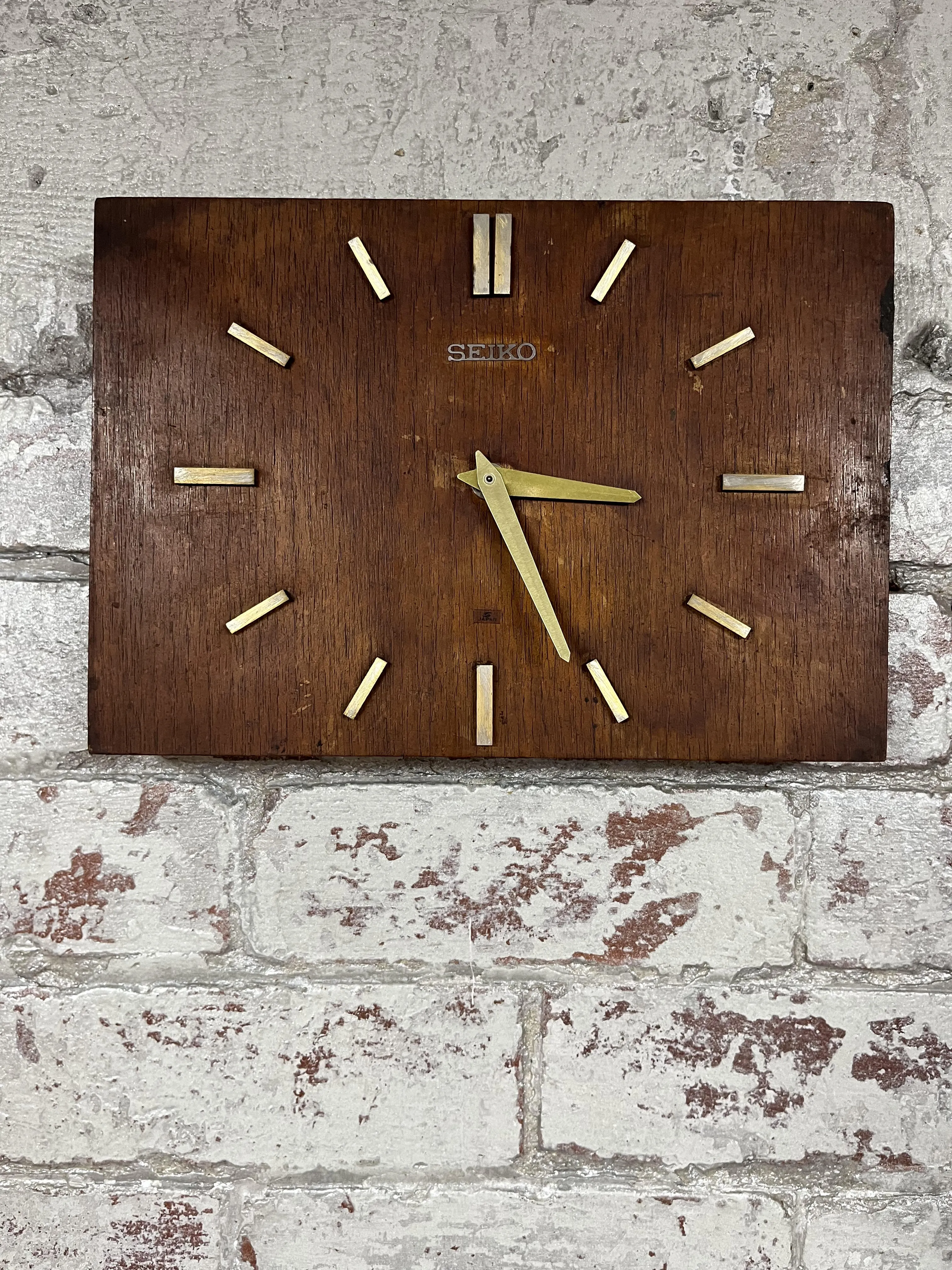 Wooden Seiko Rectangular Clock